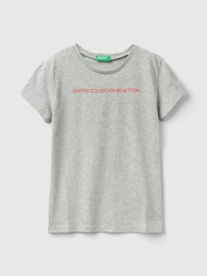 Zdjęcie produktu Benetton, 100% Cotton T-shirt With Logo, size S, Light Gray, Kids United Colors of Benetton