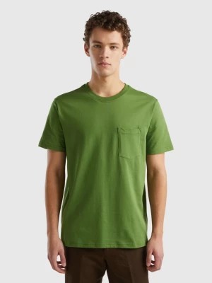 Zdjęcie produktu Benetton, 100% Cotton T-shirt With Pocket, size XL, Military Green, Men United Colors of Benetton
