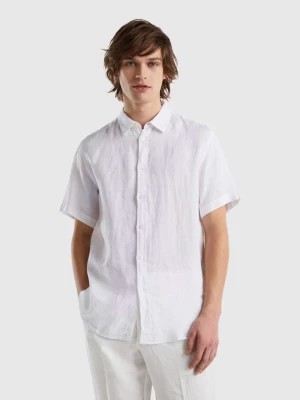 Zdjęcie produktu Benetton, 100% Linen Short Sleeve Shirt, size M, White, Men United Colors of Benetton