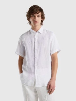 Zdjęcie produktu Benetton, 100% Linen Short Sleeve Shirt, size XXL, White, Men United Colors of Benetton