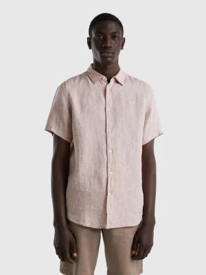 Zdjęcie produktu Benetton, 100% Linen Short Sleeve Shirt, size XXXL, Beige, Men United Colors of Benetton