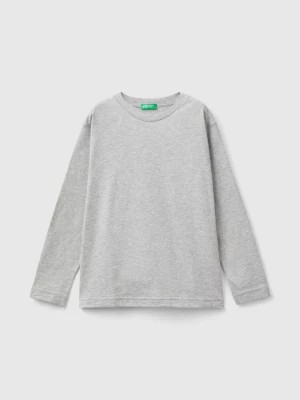 Zdjęcie produktu Benetton, 100% Organic Cotton Crew Neck T-shirt, size M, Light Gray, Kids United Colors of Benetton