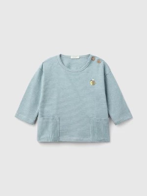 Zdjęcie produktu Benetton, 1005 Cotton T-shirt With Embroidery, size 62, Green, Kids United Colors of Benetton