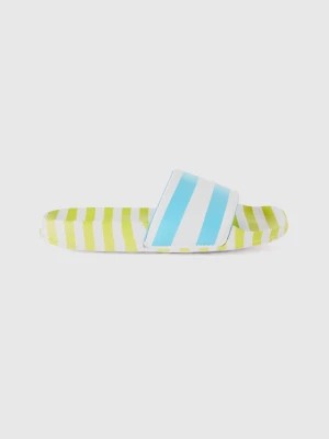 Zdjęcie produktu Benetton, Acid Green, Light Blue And White Striped Slippers, size 33, Multi-color, Kids United Colors of Benetton