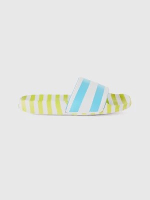 Zdjęcie produktu Benetton, Acid Green, Light Blue And White Striped Slippers, size 38, Multi-color, Kids United Colors of Benetton