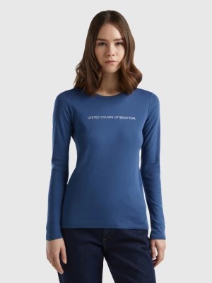 Zdjęcie produktu Benetton, Air Force Blue 100% Cotton Long Sleeve T-shirt, size M, Air Force Blue, Women United Colors of Benetton