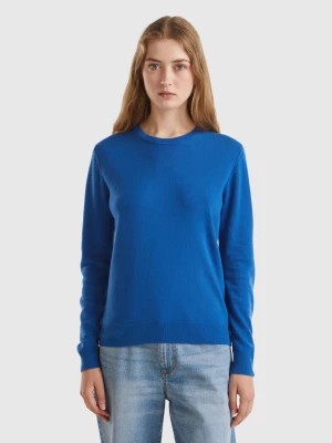 Zdjęcie produktu Benetton, Air Force Blue Crew Neck Sweater In Pure Merino Wool, size S, Air Force Blue, Women United Colors of Benetton