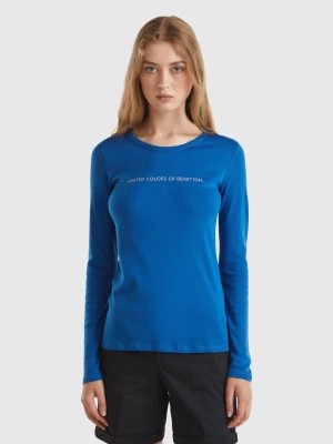 Zdjęcie produktu Benetton, Air Force Blue Long Sleeve T-shirt In 100% Cotton, size M, Air Force Blue, Women United Colors of Benetton