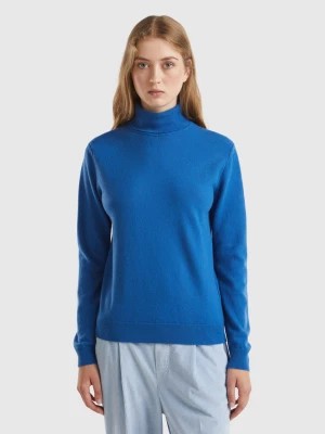 Zdjęcie produktu Benetton, Air Force Blue Turtleneck In Pure Merino Wool, size L, Air Force Blue, Women United Colors of Benetton