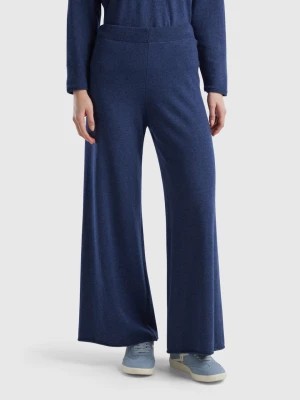 Zdjęcie produktu Benetton, Air Force Blue Wide Trousers In Cashmere And Wool Blend, size M, Air Force Blue, Women United Colors of Benetton