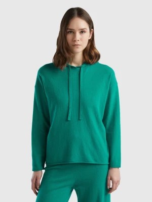 Zdjęcie produktu Benetton, Aqua Green Cashmere Blend Sweater With Hood, size L, Green, Women United Colors of Benetton