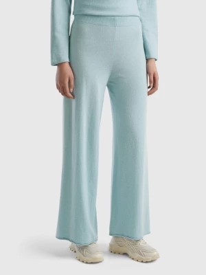 Zdjęcie produktu Benetton, Aqua Wide Leg Trousers In Cashmere And Wool Blend, size S, Aqua, Women United Colors of Benetton