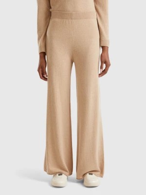 Zdjęcie produktu Benetton, Beige Wide Leg Trousers In Cashmere And Wool Blend, size M, Beige, Women United Colors of Benetton