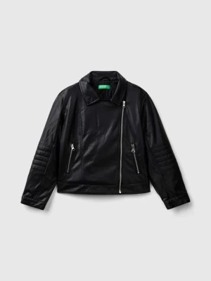 Zdjęcie produktu Benetton, Biker Jacket In Imitation Leather, size XL, Black, Kids United Colors of Benetton