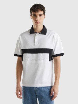 Zdjęcie produktu Benetton, Black And White Rugby Polo, size L, Multi-color, Men United Colors of Benetton