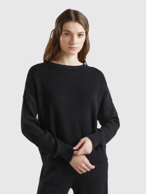 Zdjęcie produktu Benetton, Black Cotton Sweater, size M, Black, Women United Colors of Benetton