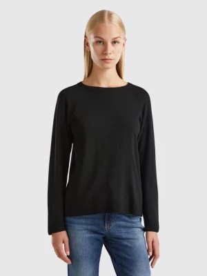 Zdjęcie produktu Benetton, Black Crew Neck Sweater In Cashmere And Wool Blend, size S, Black, Women United Colors of Benetton