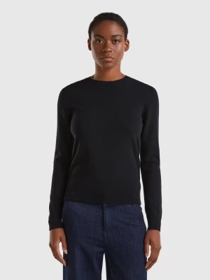 Zdjęcie produktu Benetton, Black Crew Neck Sweater In Merino Wool, size XL, Black, Women United Colors of Benetton