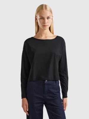Zdjęcie produktu Benetton, Black Long Fiber Cotton T-shirt, size L, Black, Women United Colors of Benetton
