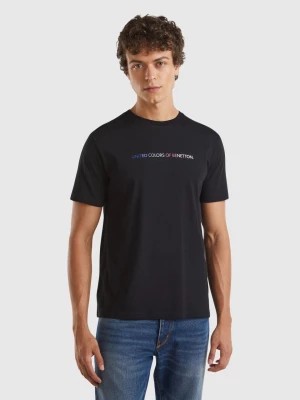 Zdjęcie produktu Benetton, Black Organic Cotton T-shirt With Multicolor Logo, size XXXL, Black, Men United Colors of Benetton