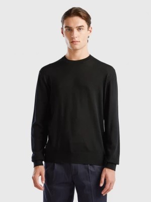 Zdjęcie produktu Benetton, Black Sweater In Pure Merino Wool, size XL, Black, Men United Colors of Benetton