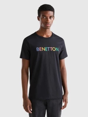 Zdjęcie produktu Benetton, Black T-shirt In Organic Cotton With Logo Print, size XXXL, Black, Men United Colors of Benetton