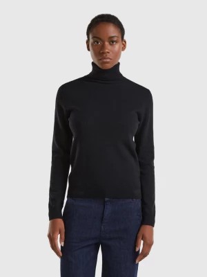 Zdjęcie produktu Benetton, Black Turtleneck Sweater In Pure Merino Wool, size L, Black, Women United Colors of Benetton