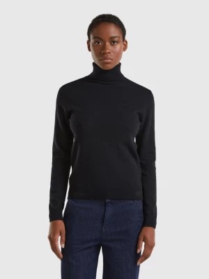 Zdjęcie produktu Benetton, Black Turtleneck Sweater In Pure Merino Wool, size M, Black, Women United Colors of Benetton