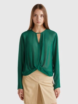 Zdjęcie produktu Benetton, Blouse In Pure Viscose, size S, Dark Green, Women United Colors of Benetton