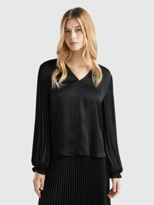 Zdjęcie produktu Benetton, Blouse With Long Pleated Sleeves, size S, Black, Women United Colors of Benetton