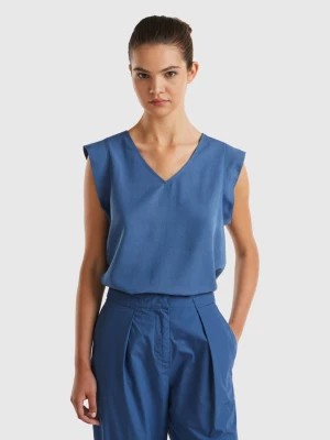 Zdjęcie produktu Benetton, Blouse With V-neck, size M, Air Force Blue, Women United Colors of Benetton