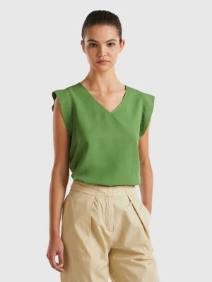 Zdjęcie produktu Benetton, Blouse With V-neck, size XS, Military Green, Women United Colors of Benetton