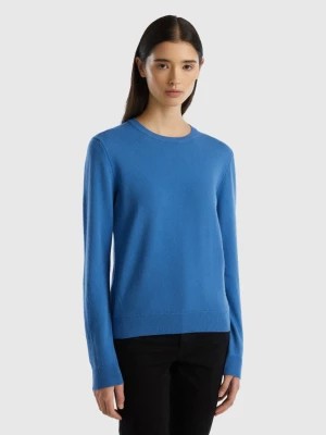 Zdjęcie produktu Benetton, Blue Crew Neck Sweater In Merino Wool, size L, Blue, Women United Colors of Benetton