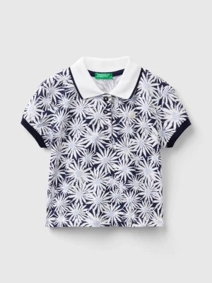 Zdjęcie produktu Benetton, Blue Polo Shirt With Floral Print, size 104, Blue, Kids United Colors of Benetton