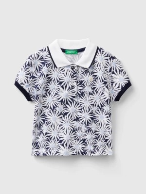 Zdjęcie produktu Benetton, Blue Polo Shirt With Floral Print, size 98, Blue, Kids United Colors of Benetton