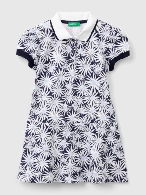 Zdjęcie produktu Benetton, Blue Polo-style Dress With Floral Print, size 116, Blue, Kids United Colors of Benetton