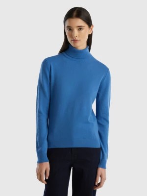 Zdjęcie produktu Benetton, Blue Turtleneck In Pure Merino Wool, size M, Blue, Women United Colors of Benetton