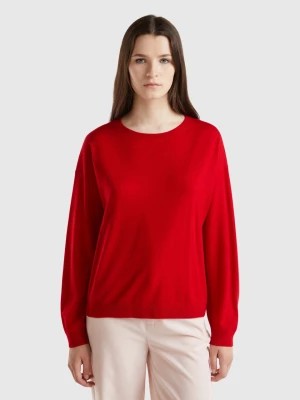 Zdjęcie produktu Benetton, Boat Neck Sweater In Pure Merino Wool, size L, Red, Women United Colors of Benetton