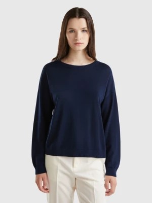 Zdjęcie produktu Benetton, Boat Neck Sweater In Pure Merino Wool, size XL, Dark Blue, Women United Colors of Benetton