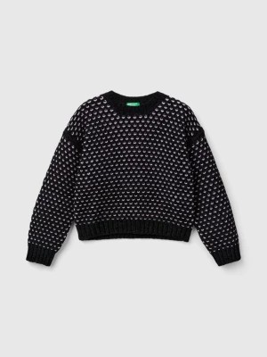 Zdjęcie produktu Benetton, Boxy Fit Chenille Sweater, size 2XL, Black, Kids United Colors of Benetton