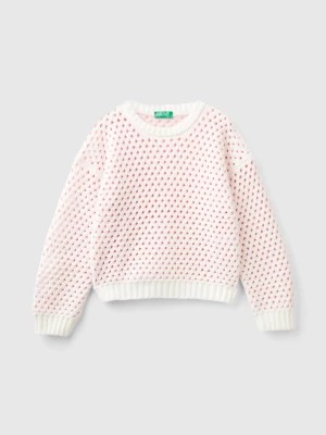 Zdjęcie produktu Benetton, Boxy Fit Chenille Sweater, size S, White, Kids United Colors of Benetton