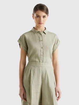 Zdjęcie produktu Benetton, Boxy Fit Shirt In Pure Linen, size L, Light Green, Women United Colors of Benetton