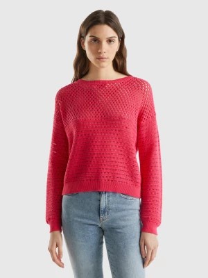 Zdjęcie produktu Benetton, Boxy Fit Sweater With Open Knit, size L, Fuchsia, Women United Colors of Benetton