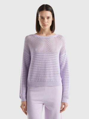 Zdjęcie produktu Benetton, Boxy Fit Sweater With Open Knit, size L, Lilac, Women United Colors of Benetton