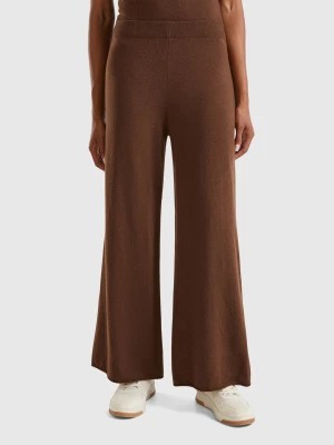 Zdjęcie produktu Benetton, Brick Red Wide Leg Trousers In Cashmere And Wool Blend, size L, Dark Brown, Women United Colors of Benetton