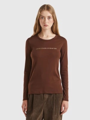 Zdjęcie produktu Benetton, Brown Long Sleeve T-shirt In 100% Cotton, size L, Brown, Women United Colors of Benetton