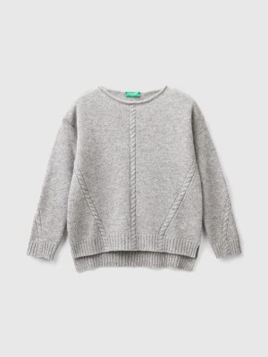 Zdjęcie produktu Benetton, Cable Knit Sweater In Wool Blend, size 2XL, Light Gray, Kids United Colors of Benetton