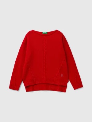 Zdjęcie produktu Benetton, Cable Knit Sweater In Wool Blend, size M, Red, Kids United Colors of Benetton