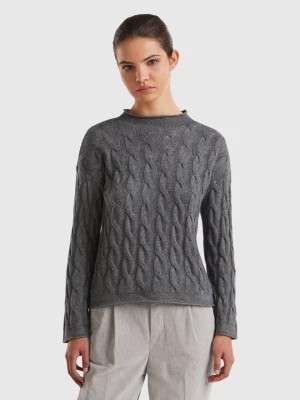 Zdjęcie produktu Benetton, Cable Knit Sweater, size M, Dark Gray, Women United Colors of Benetton