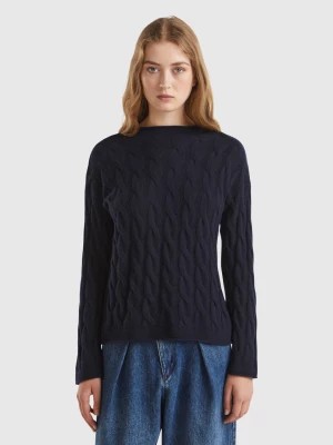 Zdjęcie produktu Benetton, Cable Knit Sweater, size XS, Dark Blue, Women United Colors of Benetton